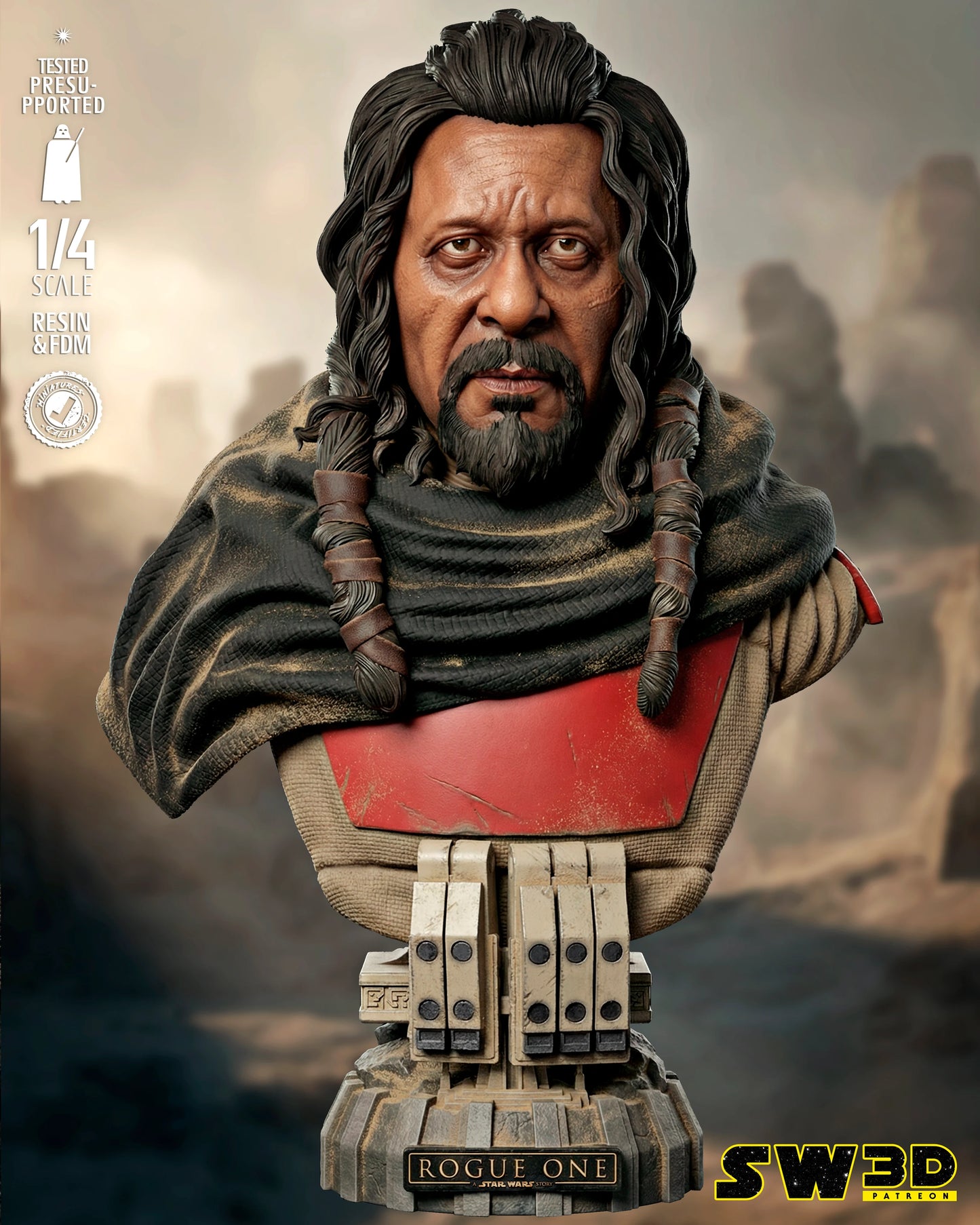 Baze Malbus Portrait Bust Star Wars themed 3D Bust / Sculpture by SW3D