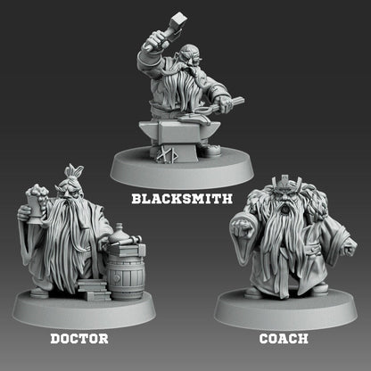 Dwarf support staff Fantasy Football Team  - cheerleaders, coach, apothecary ROP