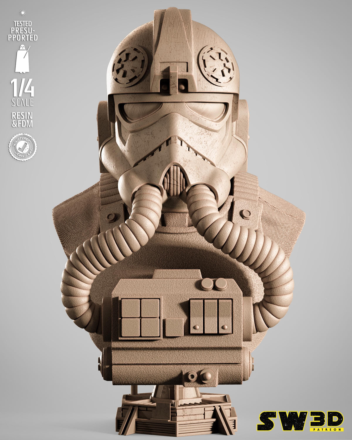 Elite tie fighter portrait bust star wars themed 3d bust / sculpture by sw3d