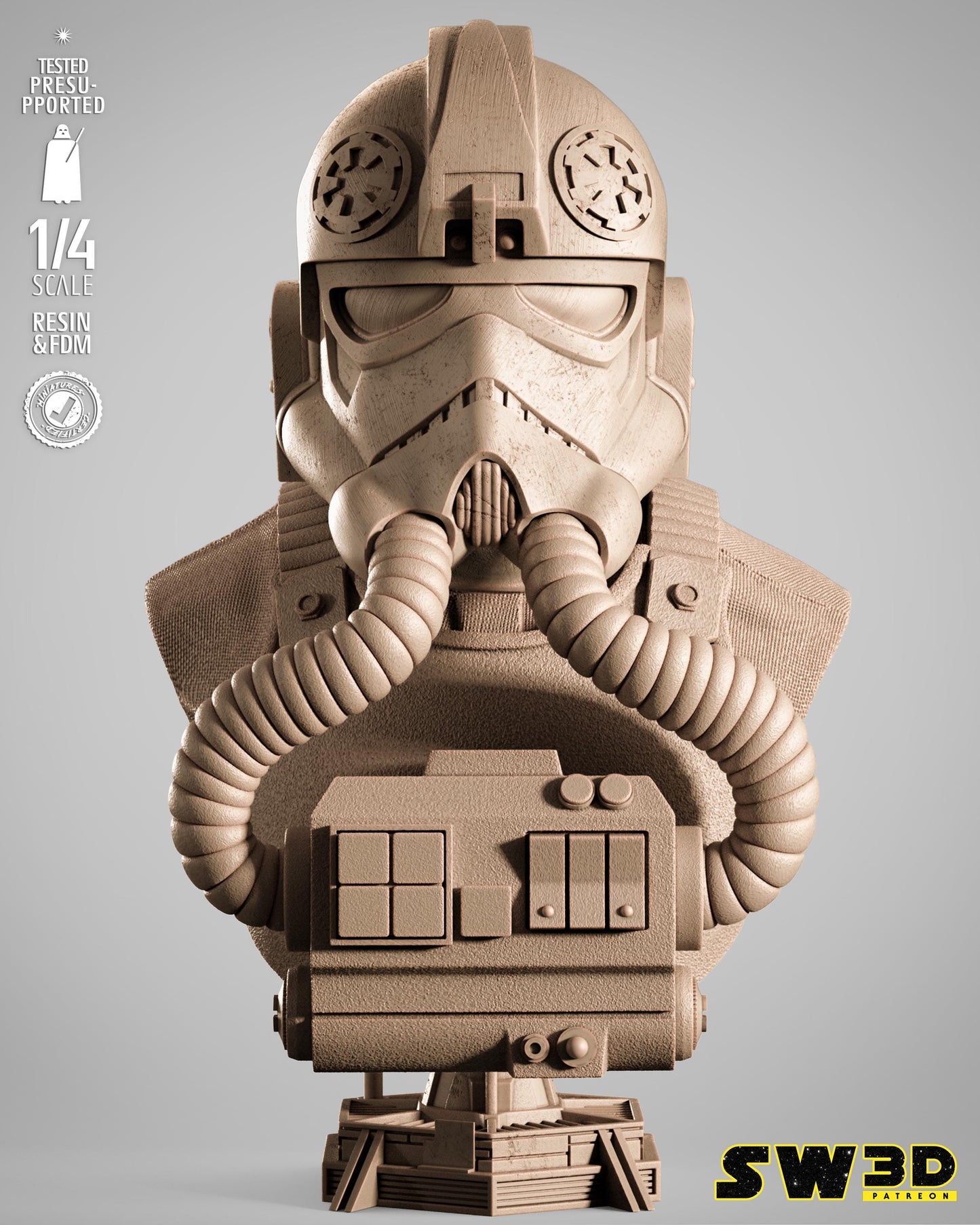 Elite tie fighter portrait bust star wars themed 3d bust / sculpture by sw3d