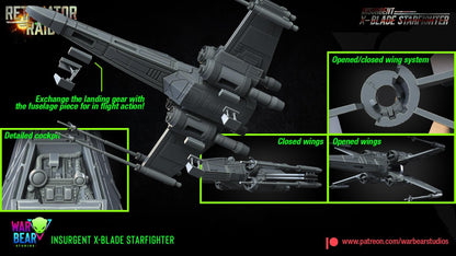 Insurgent x-blade (x-wing proxy) star wars rpg legion shatterpoint compatible - war bear