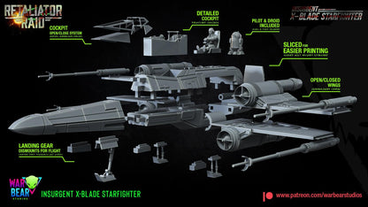 Insurgent x-blade (x-wing proxy) star wars rpg legion shatterpoint compatible - war bear