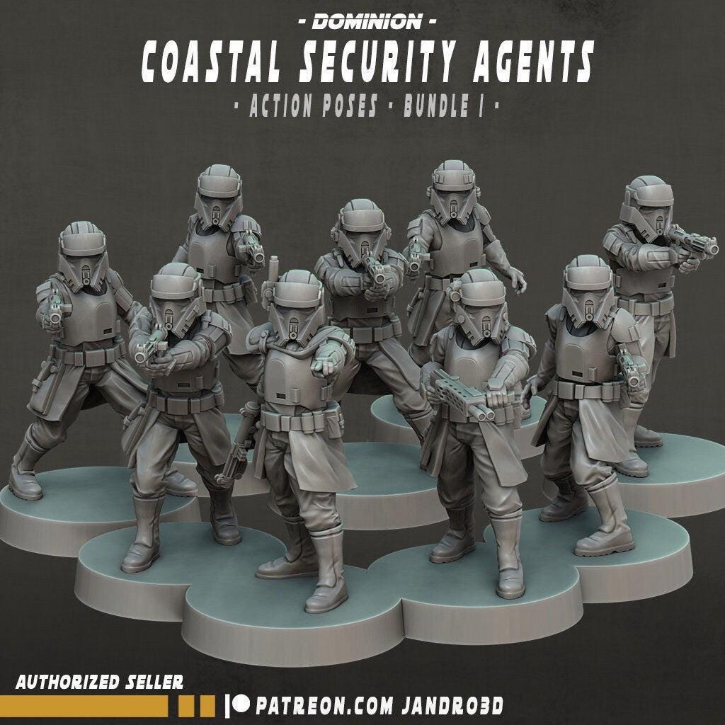 9 x outsiders coastal security agents / troopers - star wars legion compatible