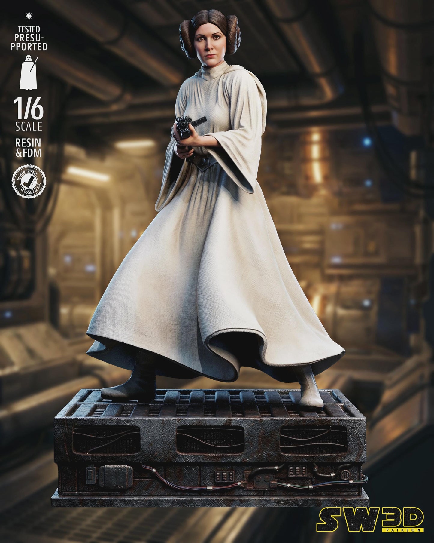 Leia organa sculpture star wars themed 3d bust / sculpture by sw3d