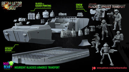 Insurgent (rebel) hijacked armored transport star wars legion rpg shatterpoint compatible warbear
