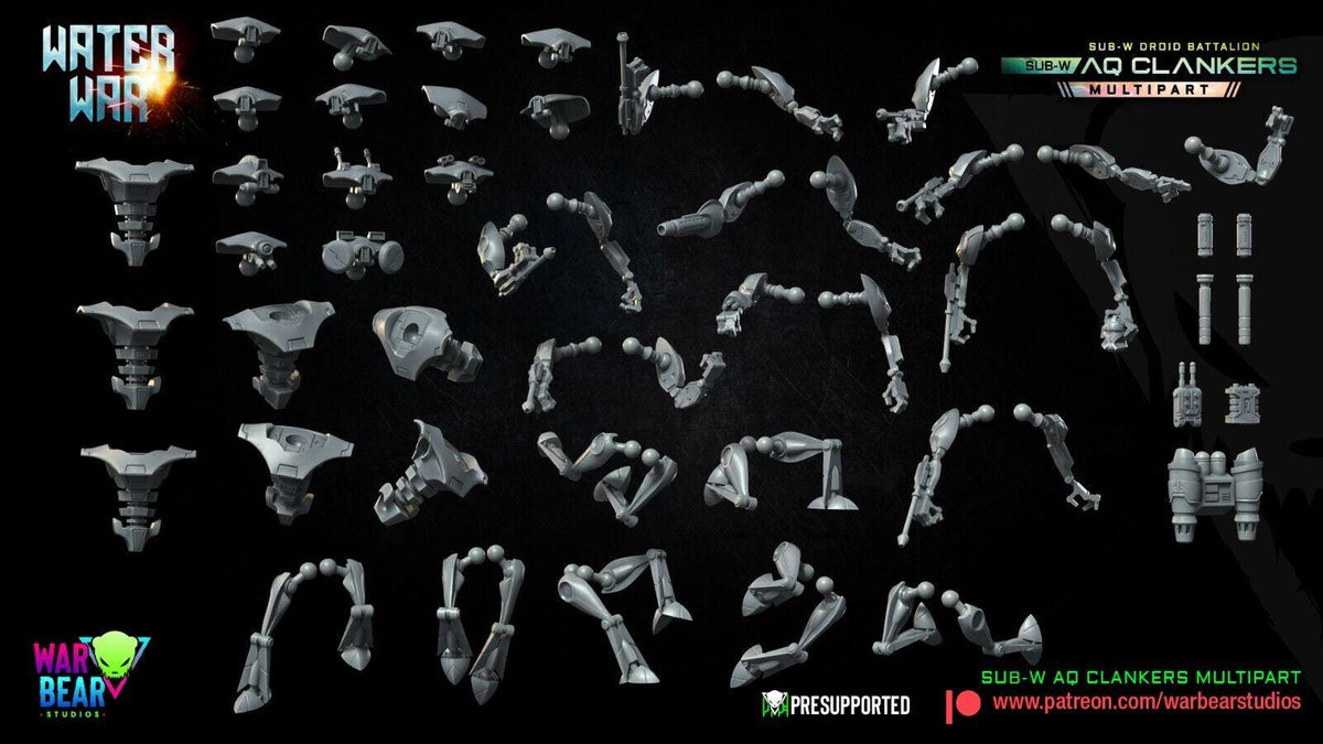 7 aqua clanker droids  star wars legion rpg shatterpoint compatible war bear