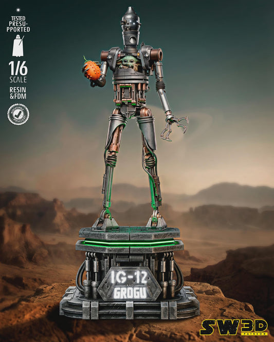 Ig12 with grogu sculpture star wars themed 3d bust / sculpture by sw3d