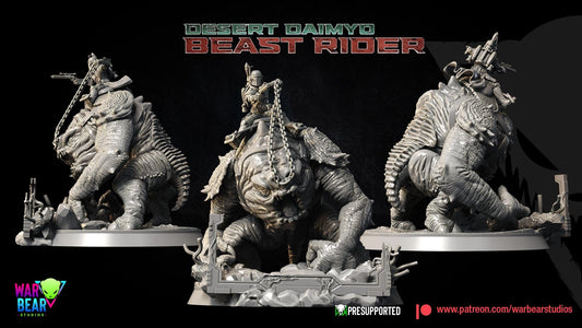 Bobba fett riding rancor - desert daimyo beast rider sculpture by war bear