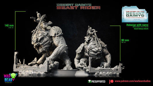 Bobba fett riding rancor - desert daimyo beast rider sculpture by war bear