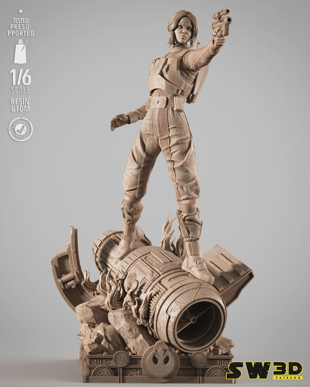 Jin erso sculpture star wars themed 3d bust / sculpture by sw3d