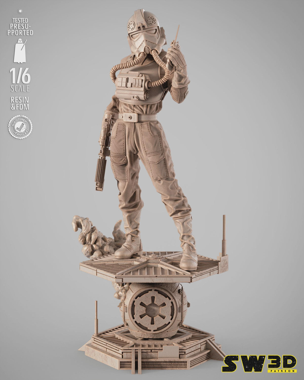 Elite tie fighter sculpture star wars themed 3d bust / sculpture by sw3d