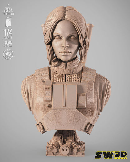 Jin erso portrait bust star wars themed 3d bust / sculpture by sw3d