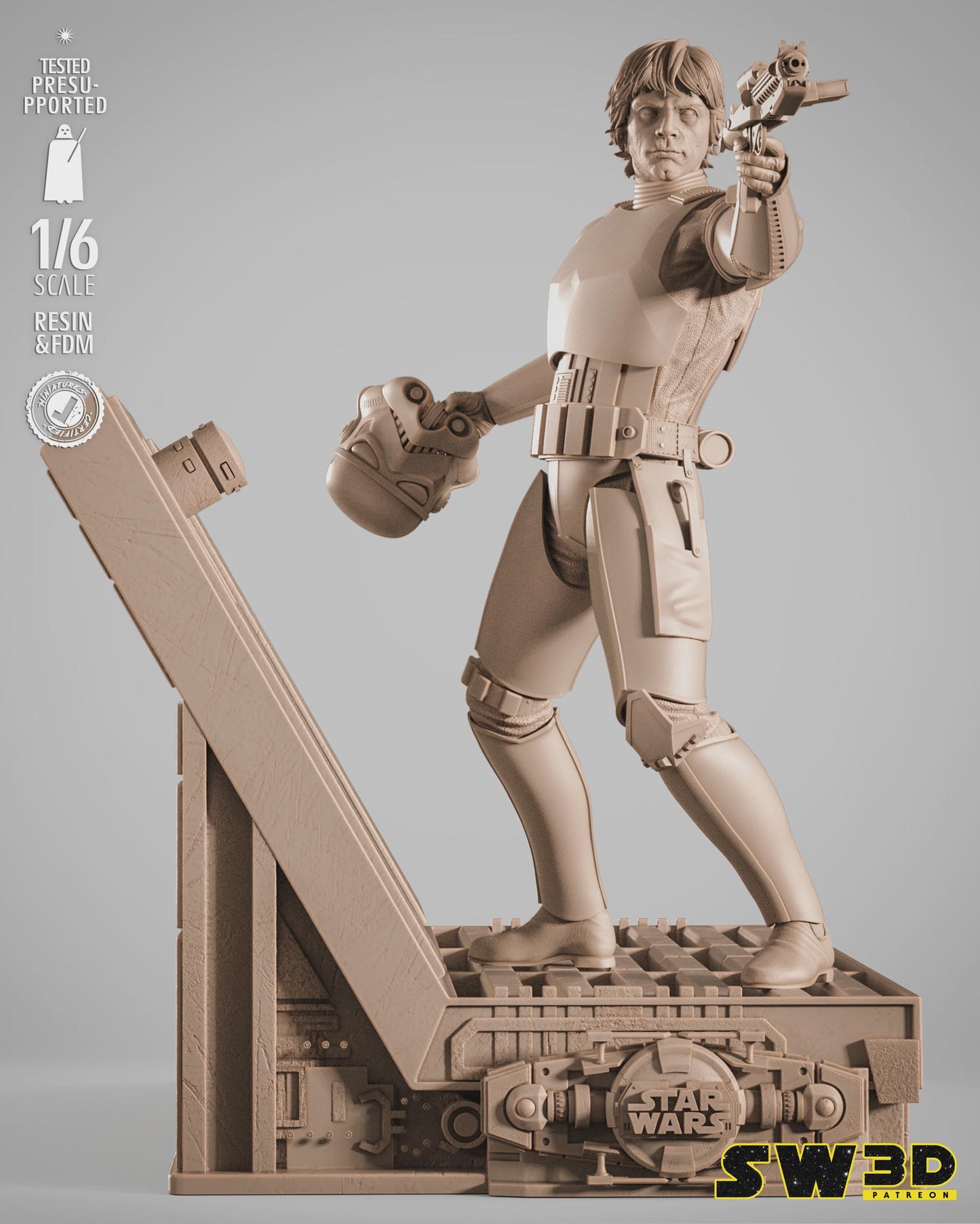 Luke stormtrooper sculpture star wars themed 3d bust / sculpture by sw3d