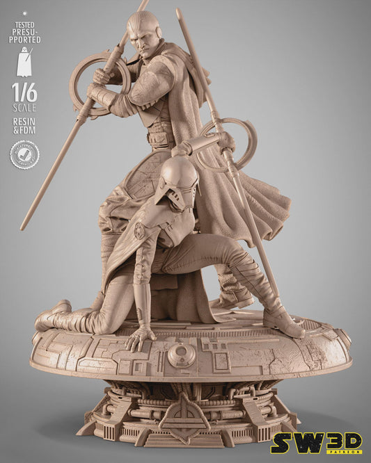 Grand inquisitor and second sister diorama star wars themed 3d bust / sculpture by sw3d