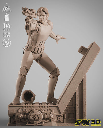 Han solo stormtrooper sculpture star wars themed 3d bust / sculpture by sw3d
