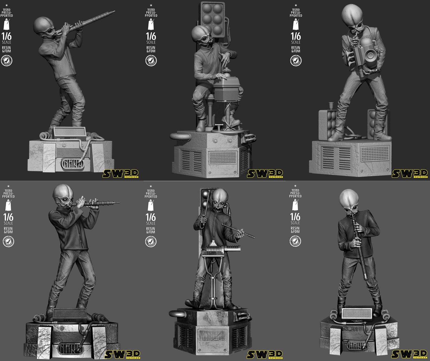 Cantina band sculptures star wars themed 3d bust / sculpture by sw3d