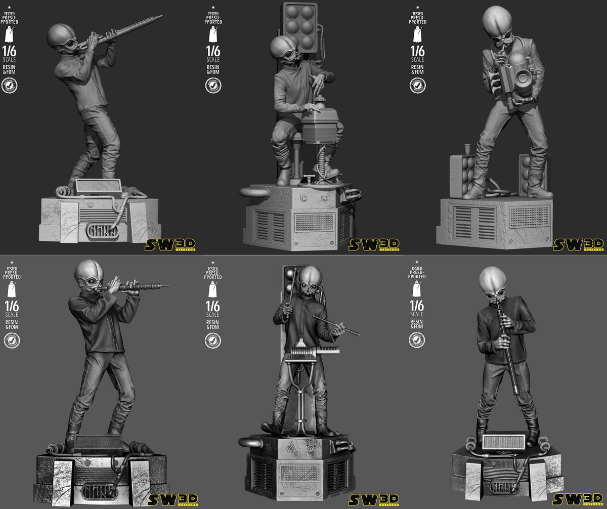 Cantina band sculptures star wars themed 3d bust / sculpture by sw3d