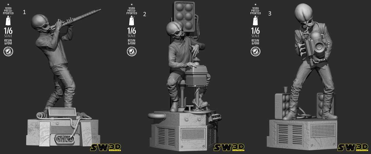 Cantina band sculptures star wars themed 3d bust / sculpture by sw3d