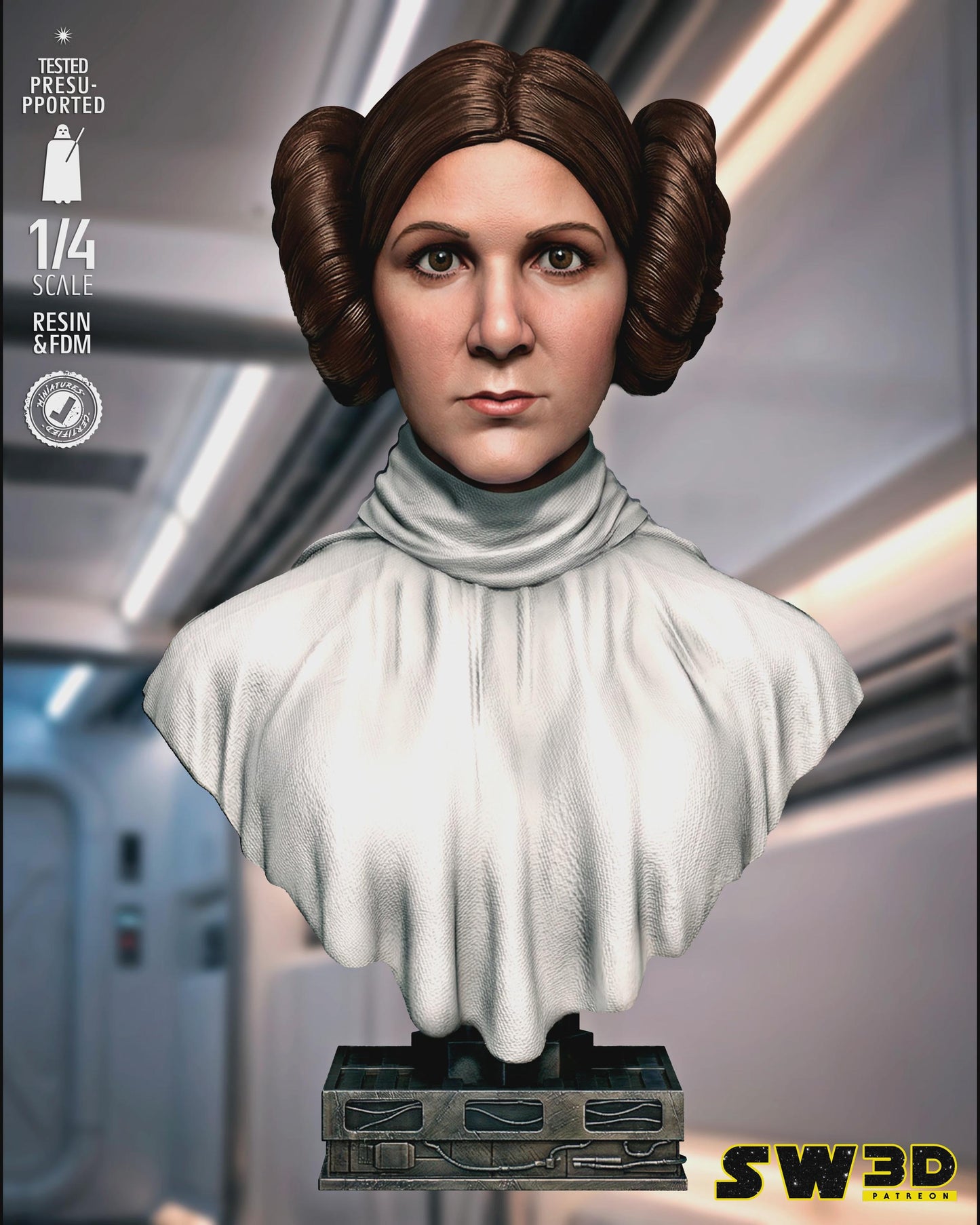 Leia organa portrait bust star wars themed 3d bust / sculpture by sw3d