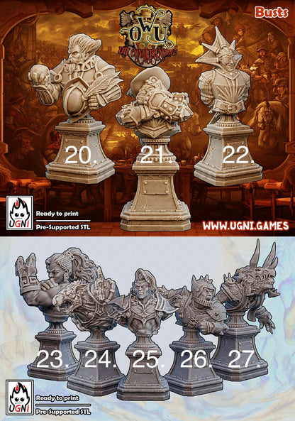 Various Fantasy Football Figure Busts by