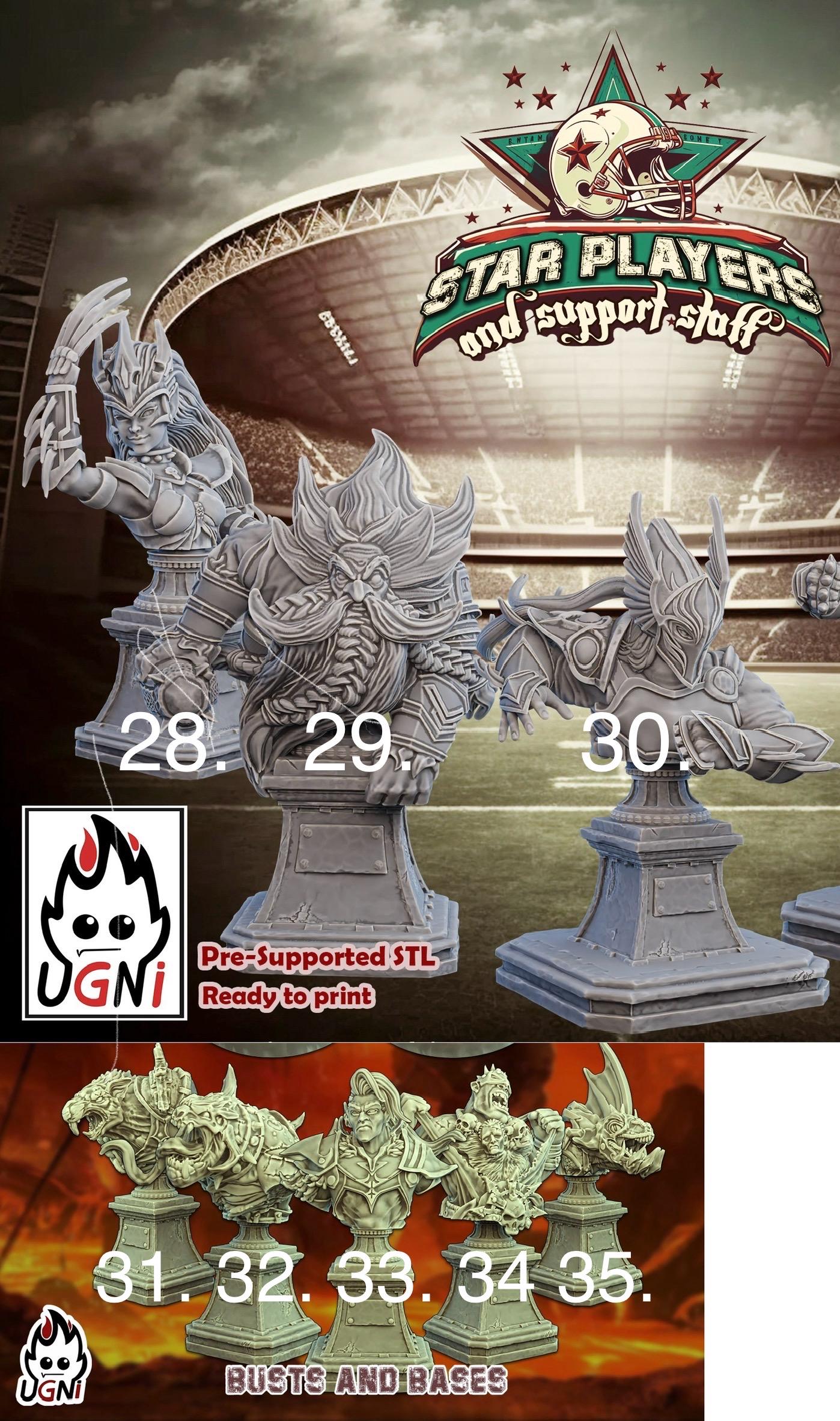 Various Fantasy Football Figure Busts by