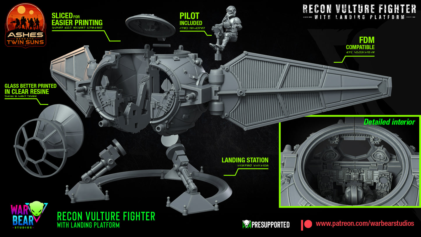 Tie Recon Vulture with landing platform Star Wars RPG Legion Shatterpoint compatible - War Bear