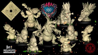 Chibi Lizardmen Fantasy Football Team Torchlight TLM The King Ghidorahs