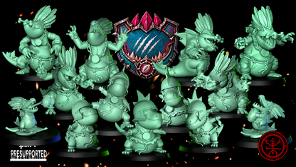 Chibi Lizardmen Fantasy Football Team Torchlight TLM The King Ghidorahs