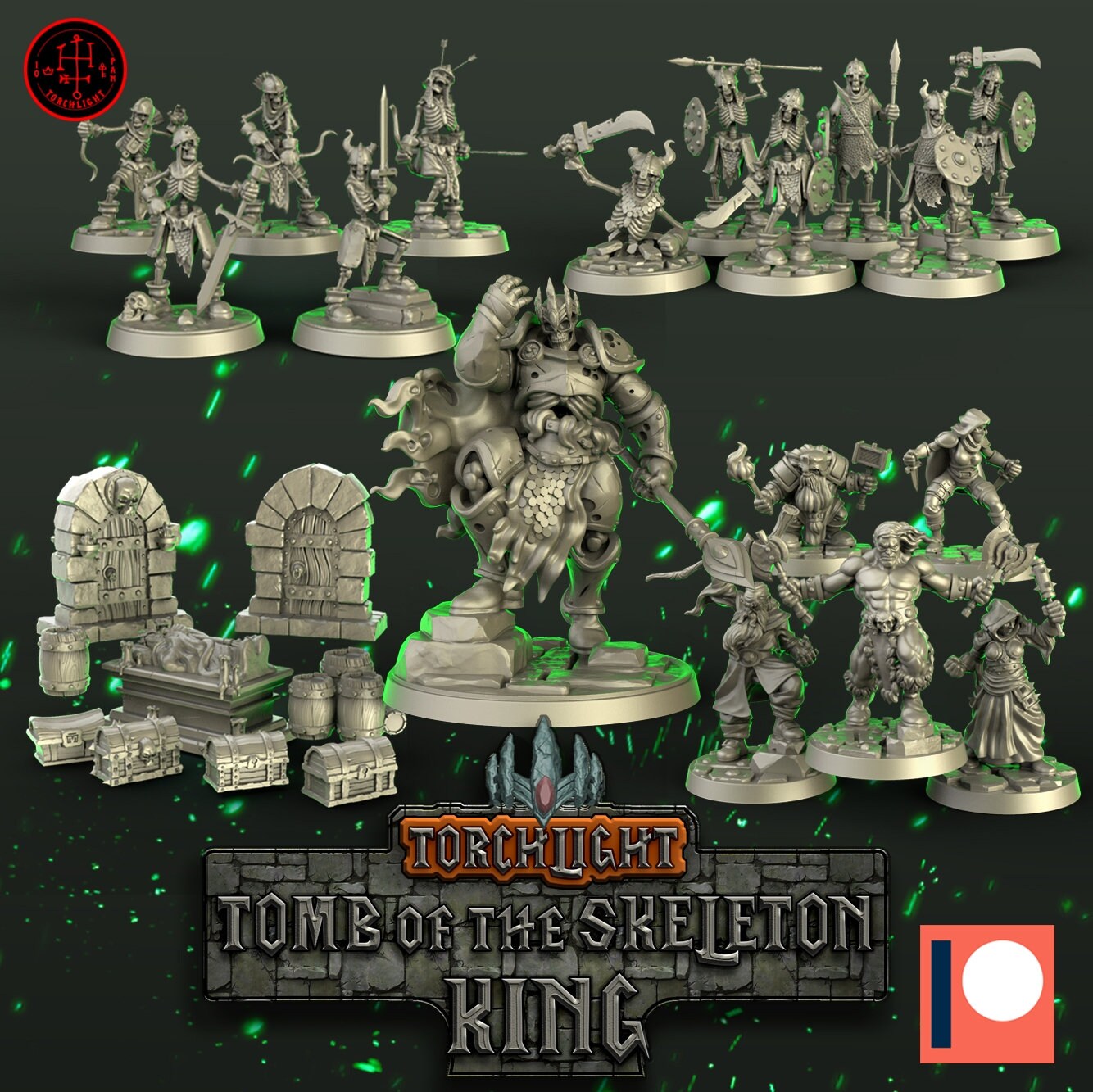 D&D Fantasy RPG gaming set - Torchlight studio miniatures Tomb of the Skeleton King