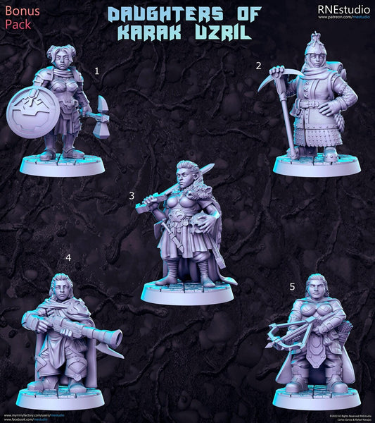 Dwarven Daughters of Karak Uzril - D&D Dungeons and Dragons Fantasy RPG gaming - RN Estudio miniatures