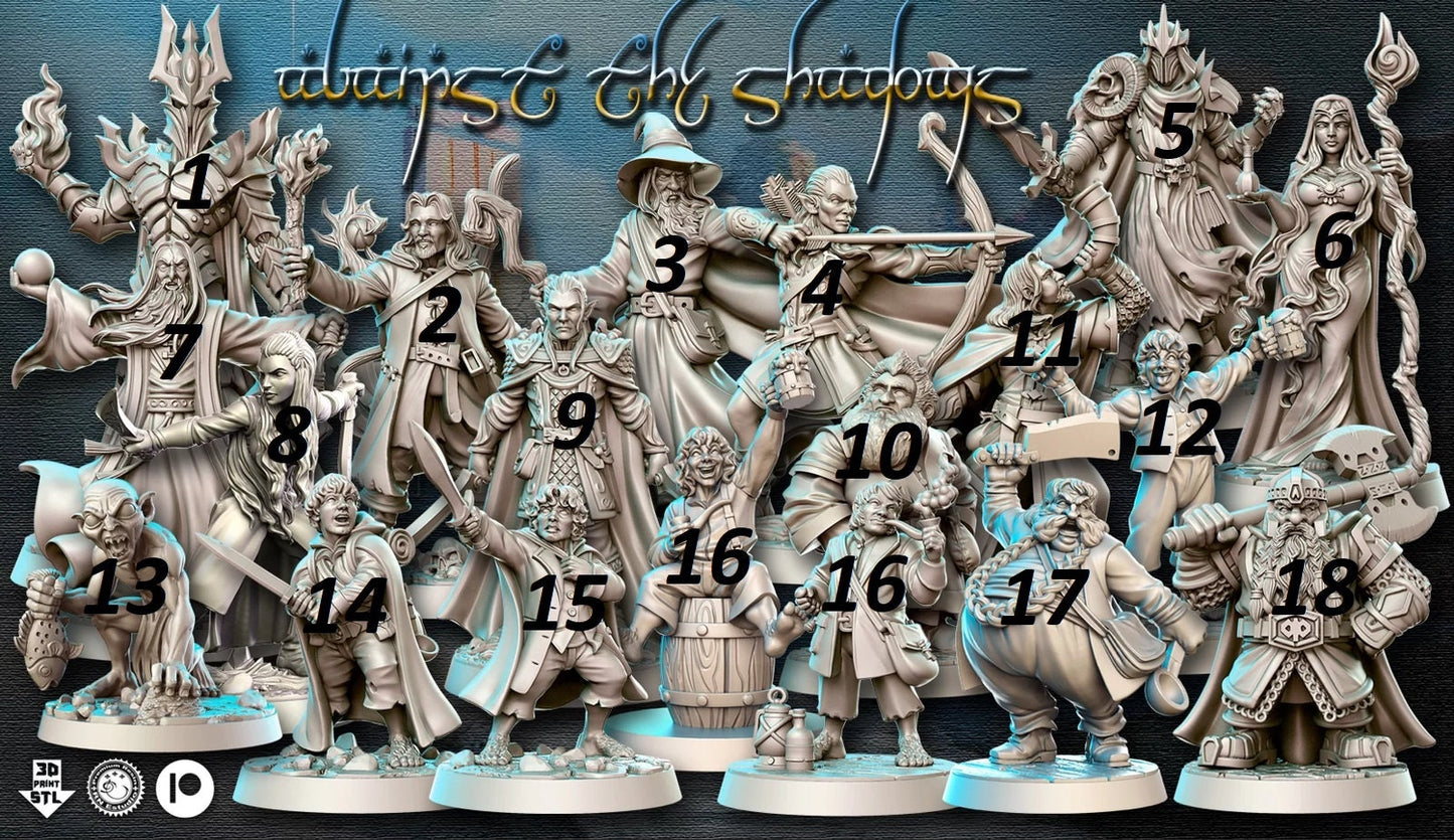 D&D Dwarves / Halflings / Humans - Dungeons and Dragons Fantasy RPG gaming - RN Estudio Against the Shadows miniatures