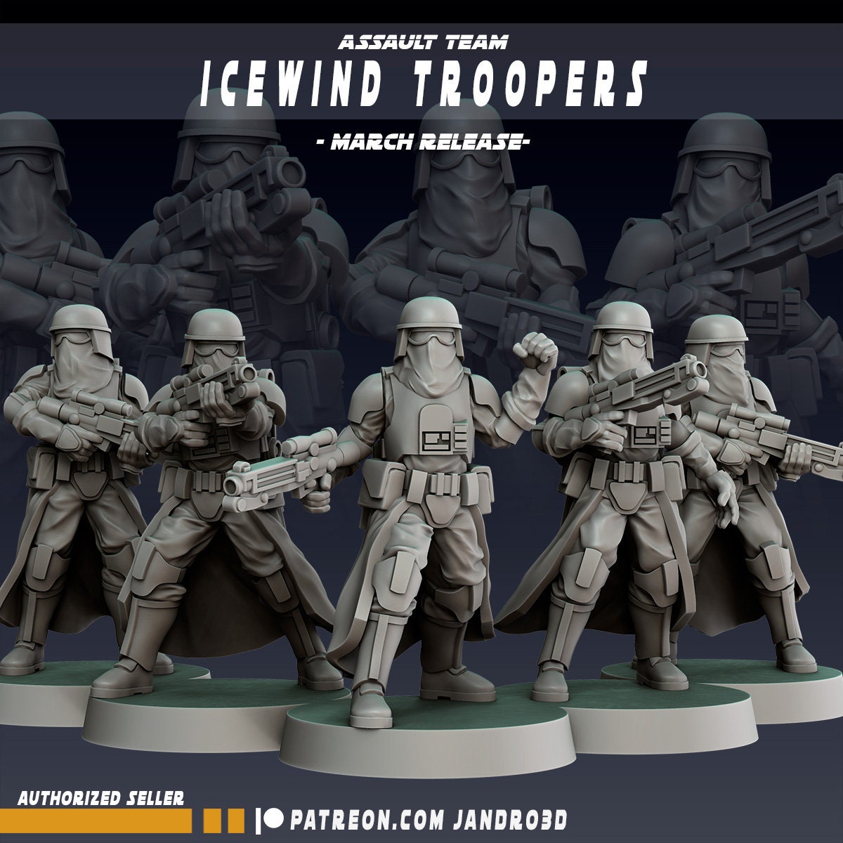 5 x Assault Team Icewind Cold Troopers Star Wars Legion compatible Jandro3D