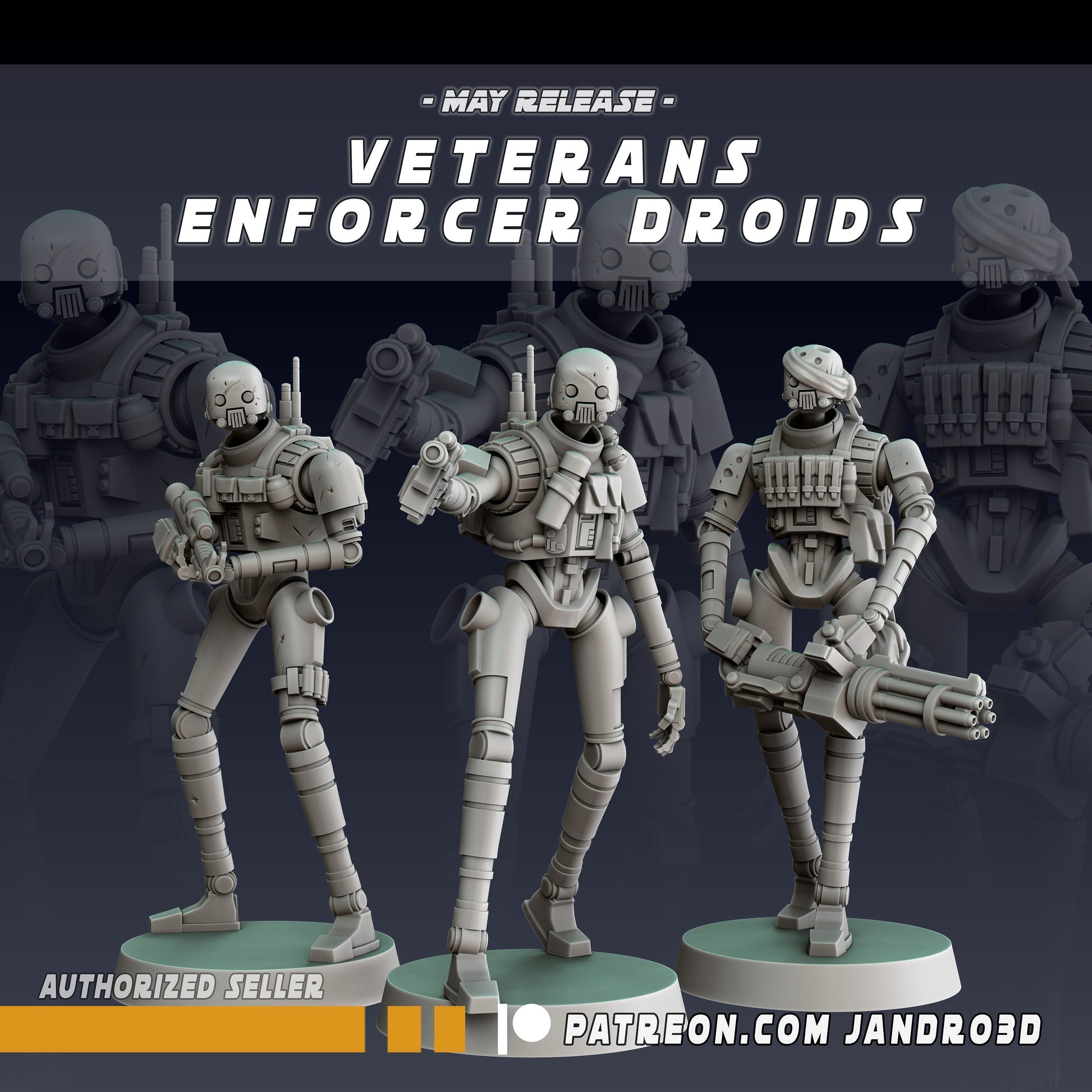 3 x Veteran Enforcer Droids Star Wars Legion compatible Jandro3D