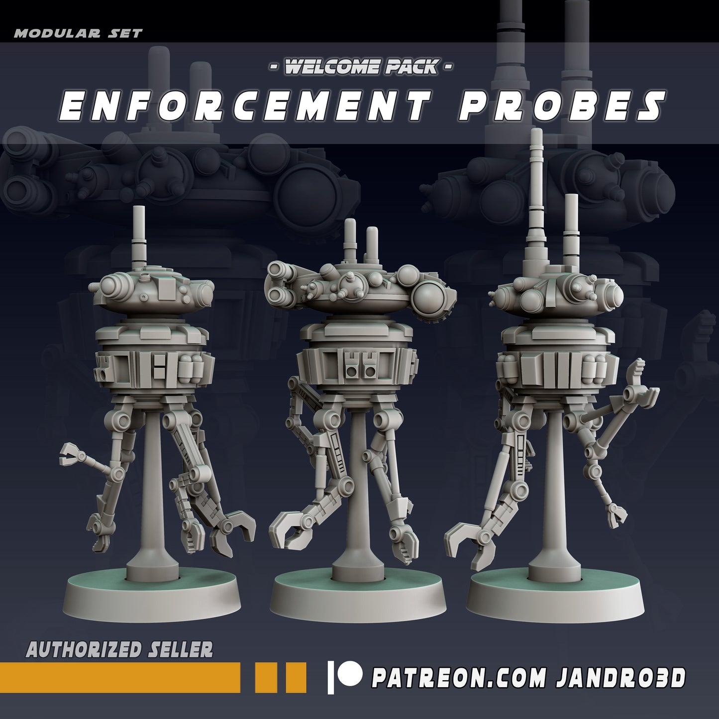 3 x Enforcement Droids Star Wars Legion compatible Jandro3D