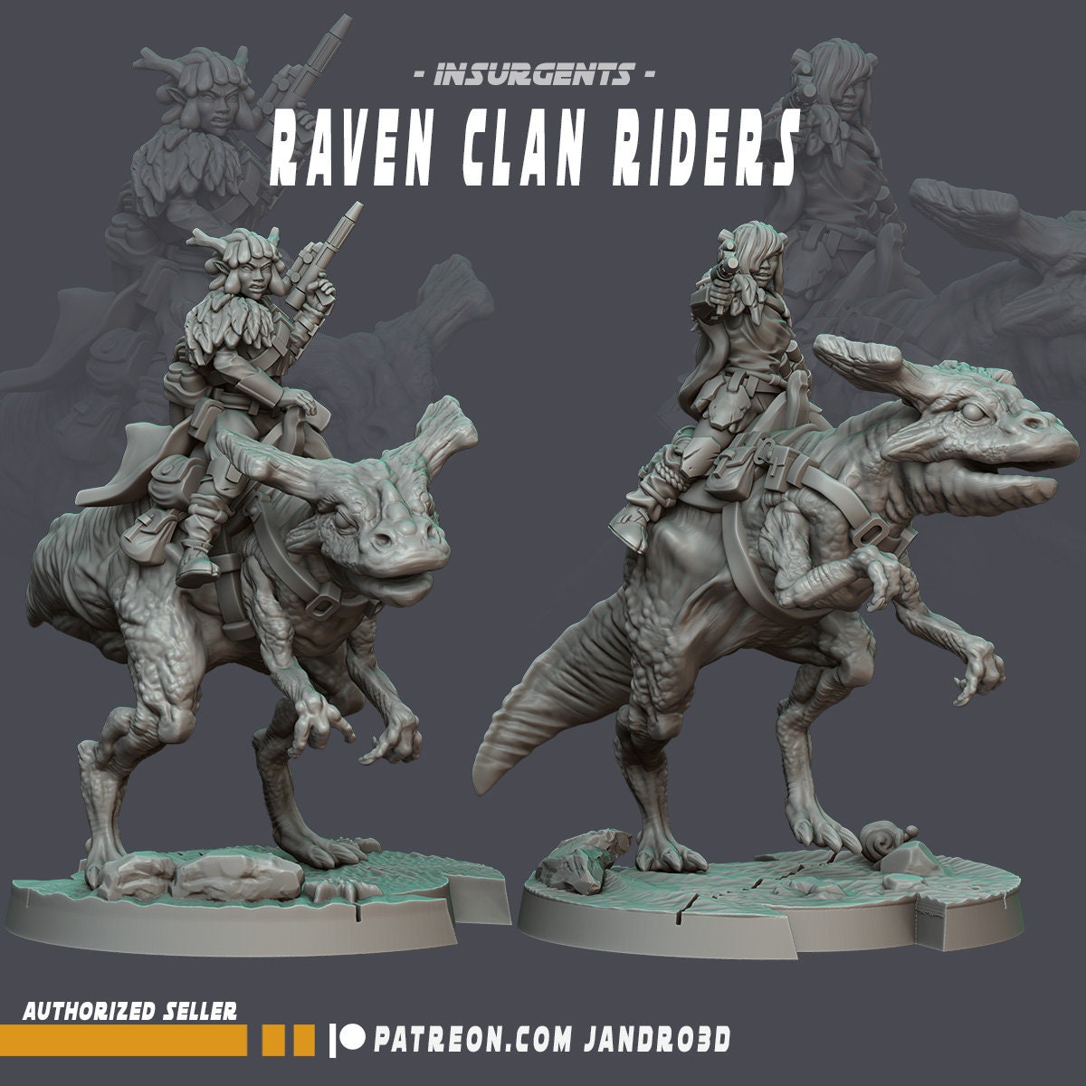 2 x Insurgents Raven Clan Riders-Star Wars Legion compatible Jandro3D