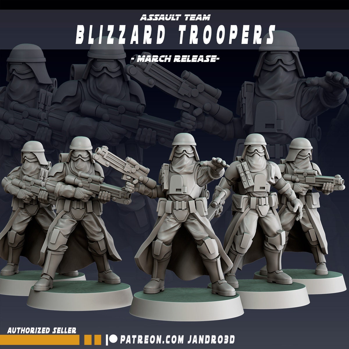 5 x Assault Team Blizzard Snow Troopers Star Wars Legion compatible Jandro3D