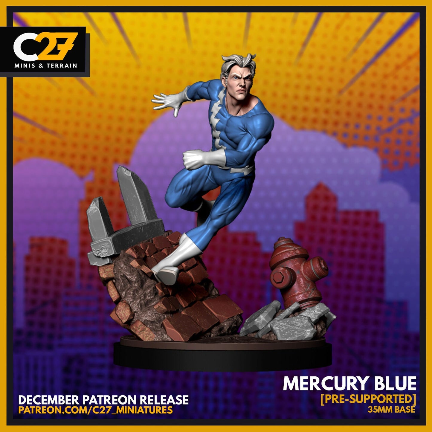 Mercury Blue, Quiksilver Proxy Superhero Crisis Protocol compatible C27 minis