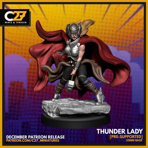 Lady Thunder, Lady Thor Proxy Superhero Crisis Protocol compatible C27 minis