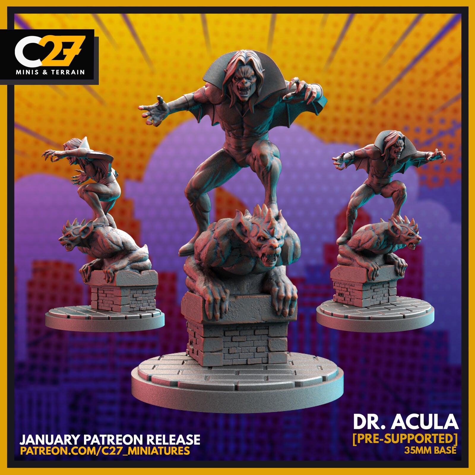 Dr. Acula, Morbius Proxy Superhero Crisis Protocol compatible C27 Minis