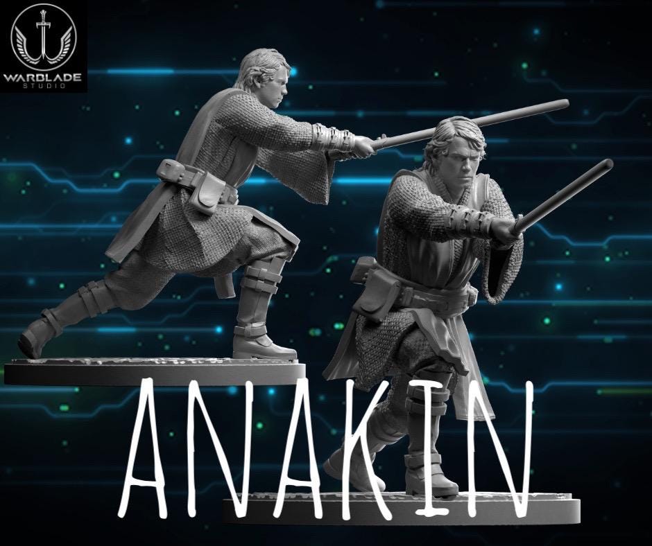 Aug 24 release -Anakin, Yord Fandar, K2SO, Jet Trooper, Haxion Droid, Tomb Guardian, Ray - Star Wars Legion Shatterpoint compatible Warblade