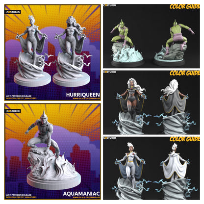 Magik, Tommy, Bastion, Ebony Man, Storm, Famine, Triton, Deathbird, Archangel Proxy Superhero - Crisis Protocol compatible C27 Minis