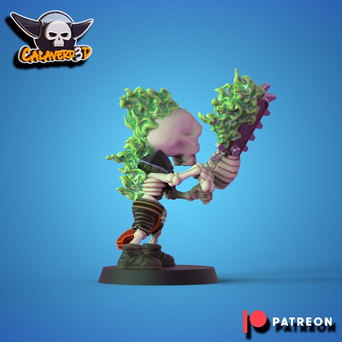 Chibi Skeleton Chainsaw Star Player #43 - Undead Fantasy Football proxy Calaverd